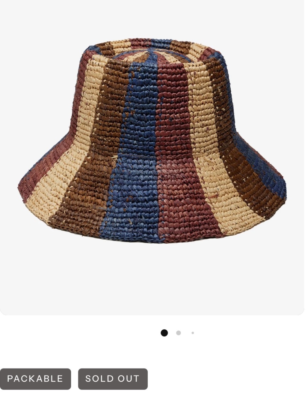 Striped Bucket Hat in Brown & Blue Like New